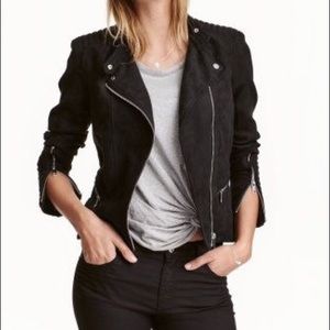 H&M faux suede biker moto jacket
